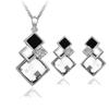Mode Kreativ Dekoration Koreansk Minimalistisk Fyrkantig Diamant Inlagd Halsband Örhängen Set Nyckelbenskedja Tillbehör Gåvor