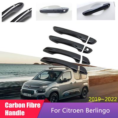 Capa da Maçaneta da Porta em Fibra de Carbono para Citroen Berlingo K9 Peugeot Partner Rifter Acessórios Automotivos Adesivos de Estilo