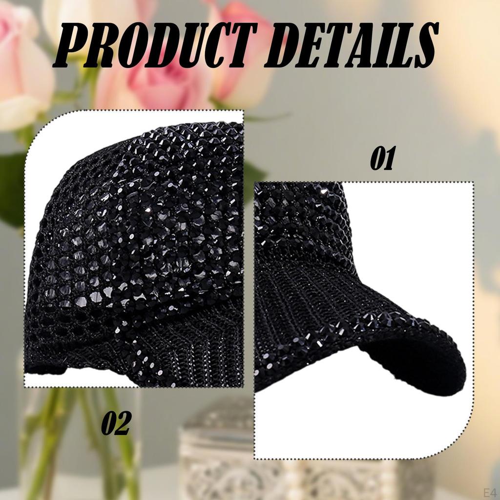 Mesh Rhinestone Baseball Cap Breathable Duckbill Adjustable Summer Beach Sun Hat Protection