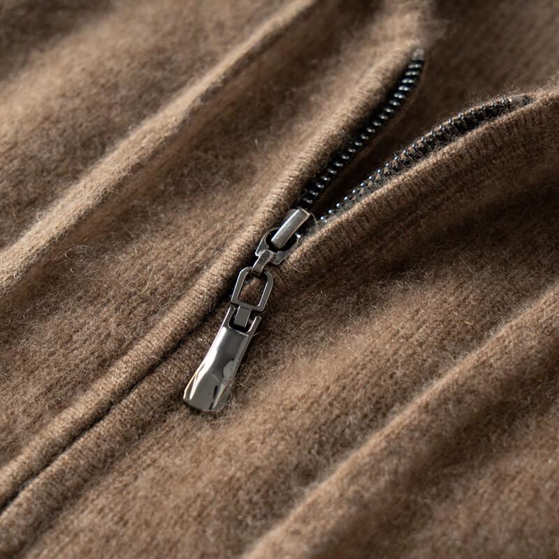 Fanzhen Men's 100% Cashmere Hooded Zipper Cardigan Jacket