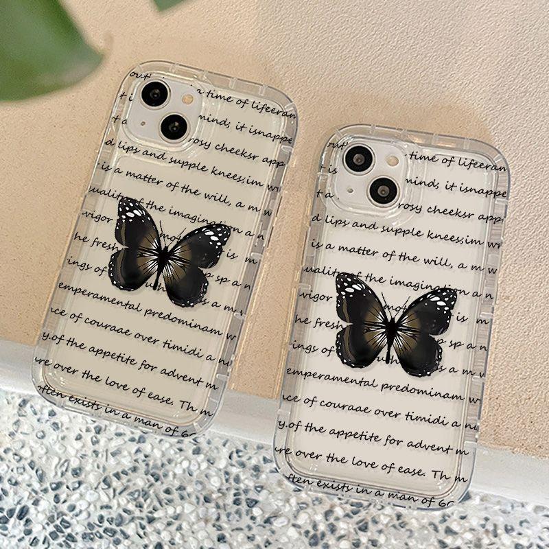 Black Retro Butterfly for Iphone17promax Phone Case 13 Apple 16/14 Pro Case 15