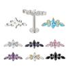 1 PZ Titanio G23 Piercing Labret Filettatura Interna Orecchini Zircone Occhio di Cavallo Fiore Helix Cartilagine Stud Labbra Gioielli per il Corpo 16G