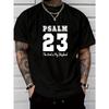 European Size Christmas Men's Casual Fashion "The Lord Is My Shepherd" Psalm Letter Print Short-Sleeve T-Shirt, Regular Fit Crew Neck