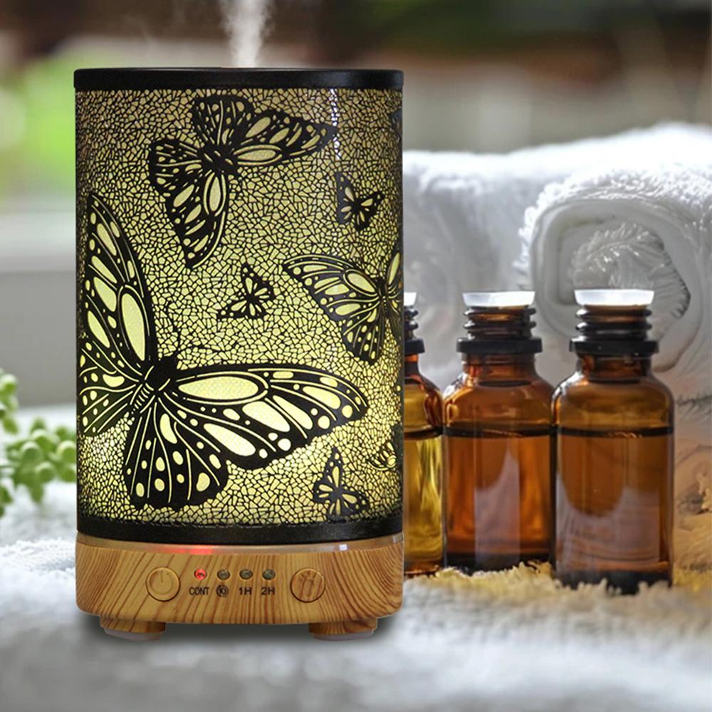 100ml Scent Diffuser Timing Function Colorful Butterfly Electronic Ultrasonic Air Humidifier Mist Maker with LED Night Lights