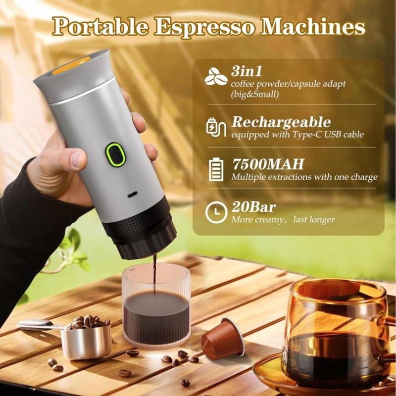 3 in 1 portable espresso machine, automatic heating car coffee maker with USB C port,