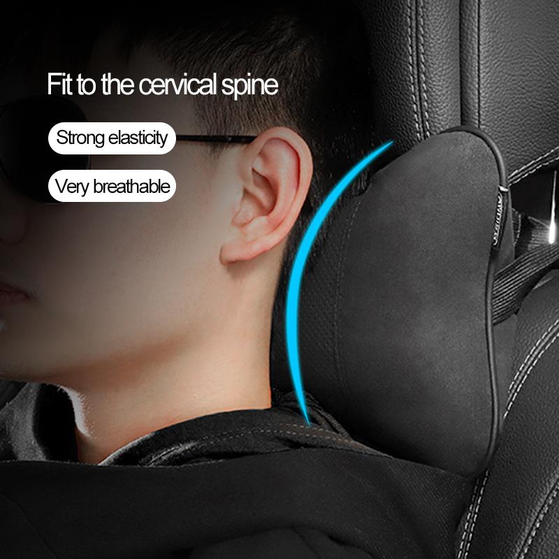 hbsh4 Car Suede Headrest Neck Support Auto Seat Accessories For Lexus LS LC RZ IS350 ES300 GS350 CT200h GX460 LX570 RX500h NX300 UX260