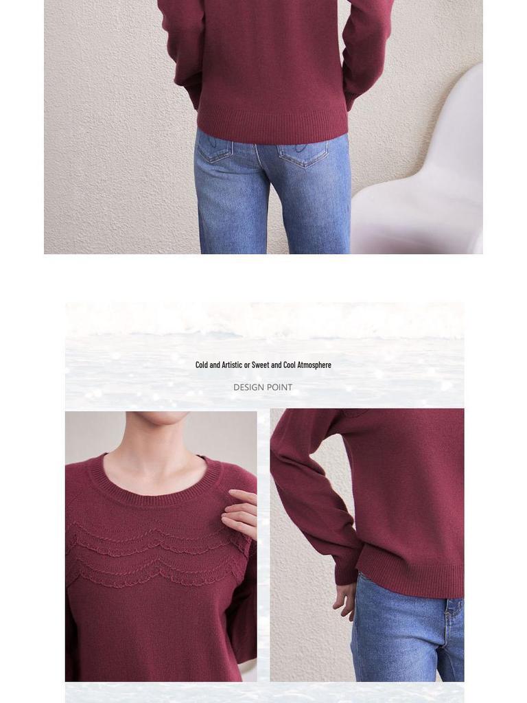 Women's Soft Wool Round Neck Knit Sweater - Versatile, Skin-Friendly, Hand-Crocheted