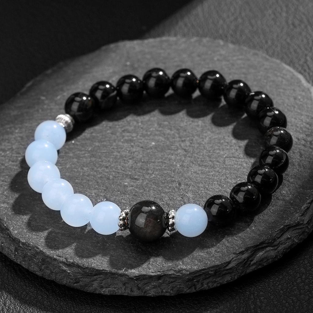 Cosmic Sailing Natural Black Obsidian Bohemian Crystal Bracelet