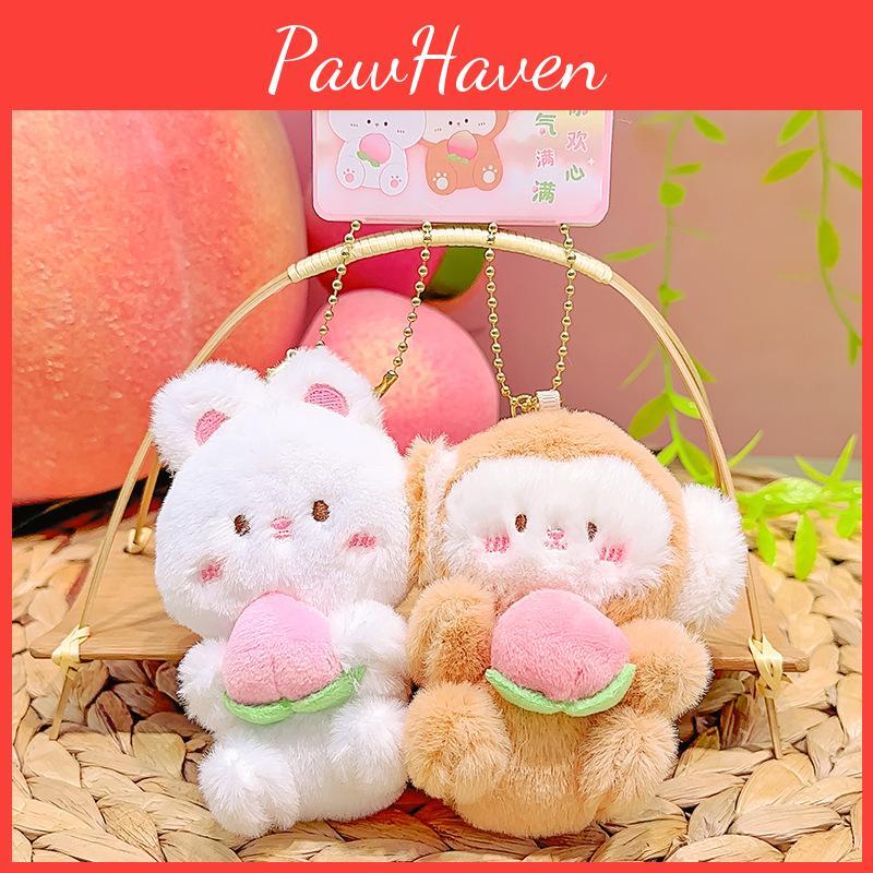 Adorable Peach You Delight Series Plush Magnetic Keychain Couple Bag Charm Gift