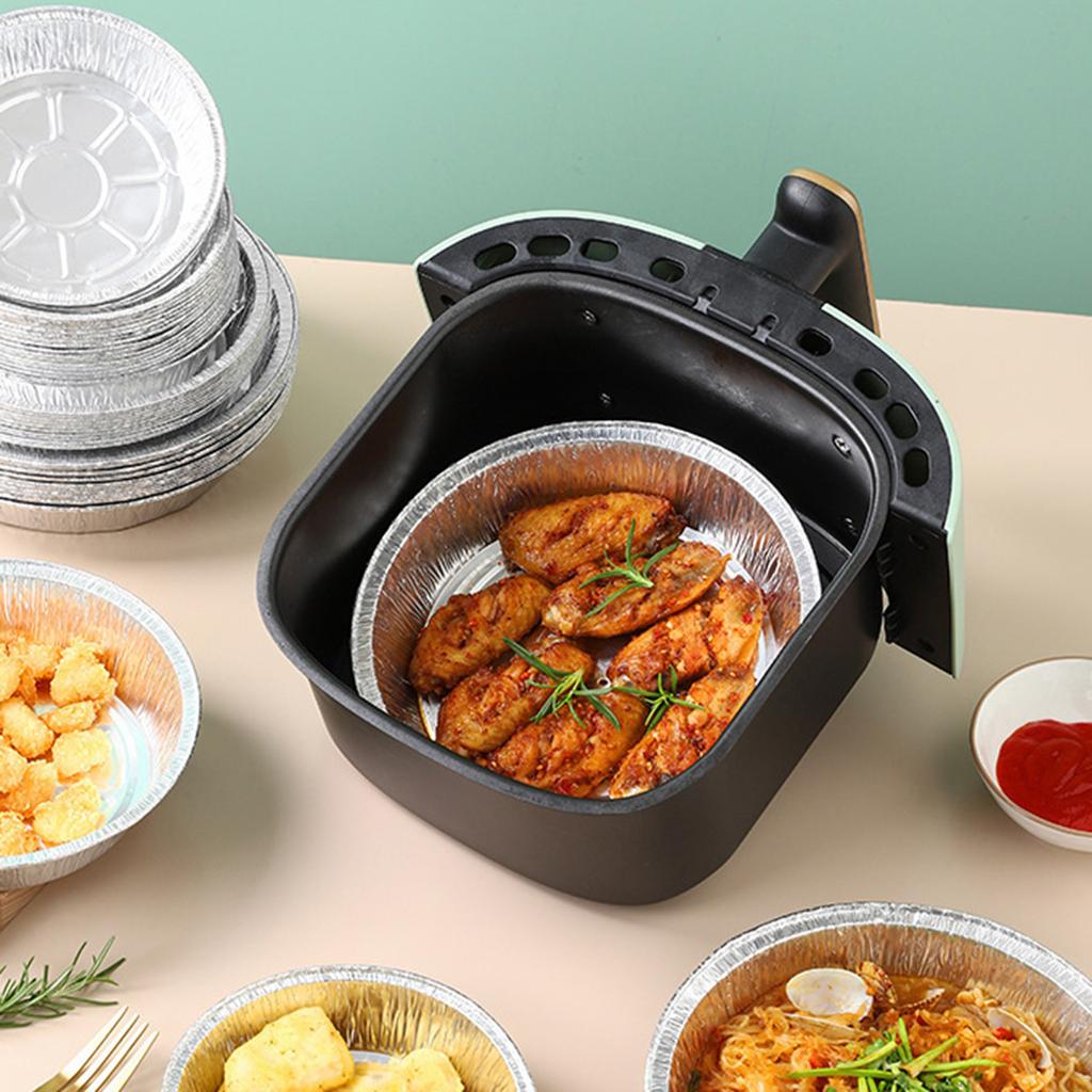  Fryer Tinfoil Plate Household Oil Absorbing Paper Oven Baking Tray Aluminum Foil Bowl Food Oil-proof Tinfoil Barbecue Plate