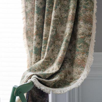 Imanqi Yun Green Flower Semi-Blackout Curtains for Kitchen Bay Window