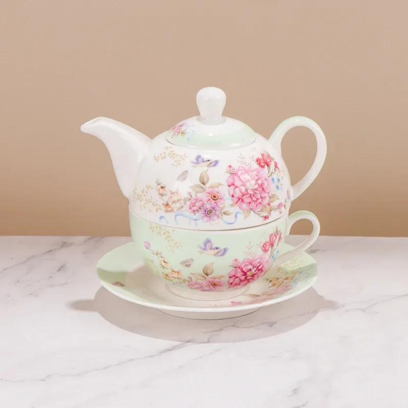 Ceramic Portable Creative Tea Set European Style One Teapot and One Cup Set Simple Household Flower Tea Cup Set Office Tea Set
