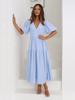 Summer Elegant Deep V Bubble Sleeve Maxi Dress With Pleated Fabric For Women