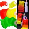 Gradient Color Belly Dancing Fan 150cm Length Multicolors Long Imitation Fan Dance Accessories Rayon Silk Fans For Kid Women