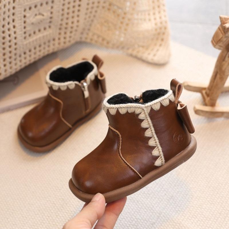Winter Fleece-lined Cotton Shoes for Children Princess Shoes Warm Short Boots Non-slip Soft-soled Big Cotton Boots