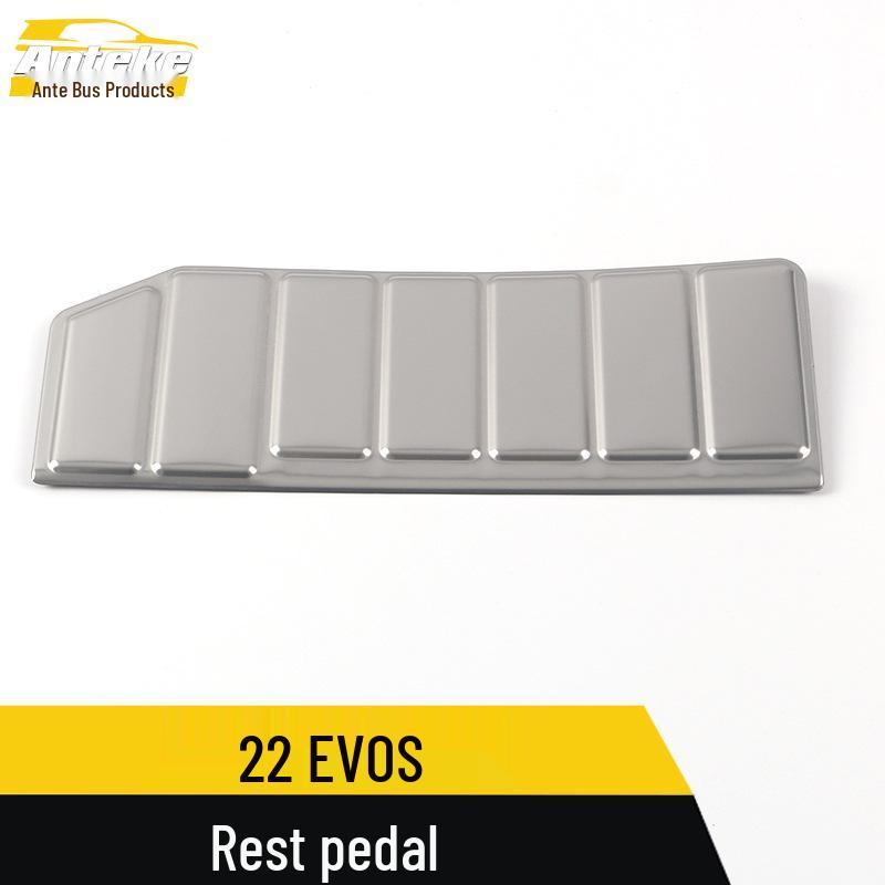 Stainless Steel Pedal Set for 22 EVOS: Includes Accelerator, Brake, and Rest Pedals.