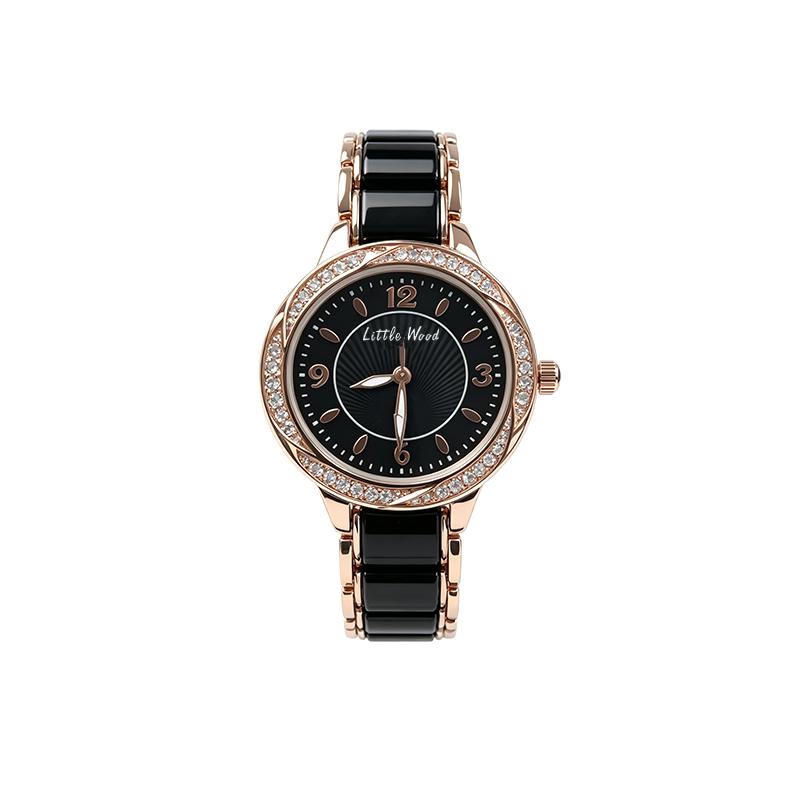 LITTLE WOOD New Arrival Elegant Women's Watch with Diamond Accents Ceramic Strap Waterproof Versatile Women's Quartz Watch