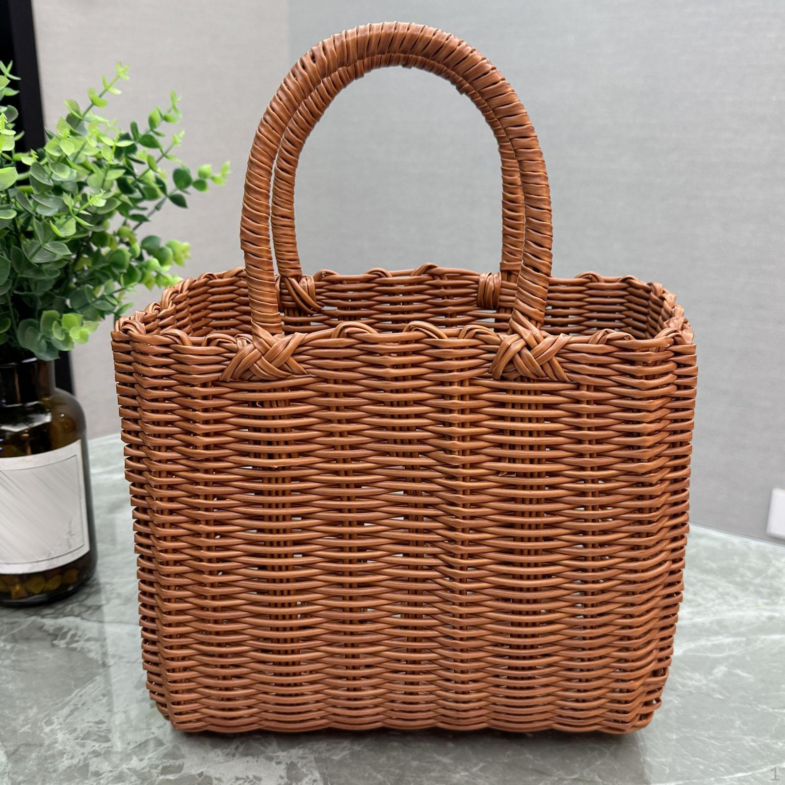 

Плетеная корзина ручной работы с ручкой, деревенское украшение, многофункциональные плетеные корзины для покупок для хлеба A