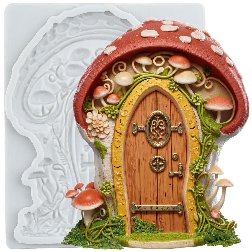 Fairy Garden Silicone Molds Mushroom House Fondant Mold Cake Decorating Tools Cupcake Topper Candy Chocolate Gumpaste Mold