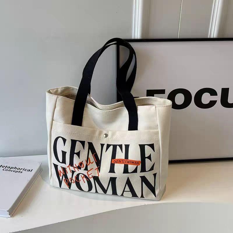 

Alphabet canvas bag women s large capacity bag bag 2025 new college student tote bag shoulder tote bag Ordinary thin unlined []