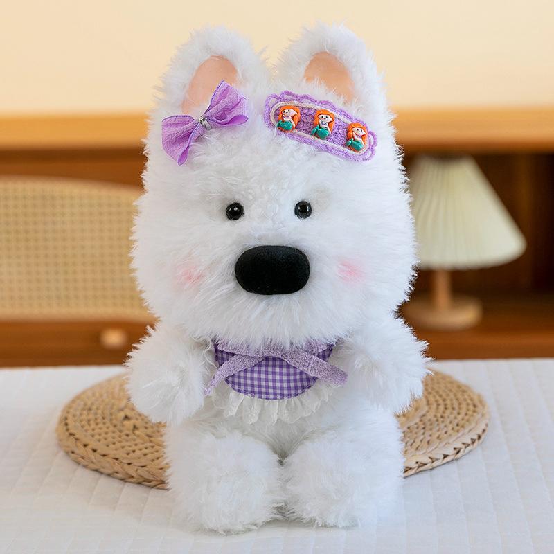 West Highlands Plush Dog Doll Cartoon Doll Scribbled Puppy Dress Up Doll Little Girl Hugs Sleeping Doll