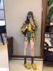 2024 Autumn Women's Versatile Egg Yellow Checkered Patchwork Long Sleeve Jacket