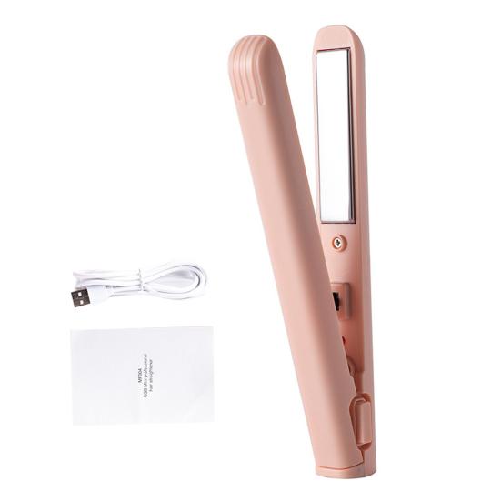 Alisador de cabelo USB portátil, aquecimento rápido, modelador de cachos elétrico, franjas de cabelo liso, mini modelador de cachos, ferramenta de viagem para mulheres