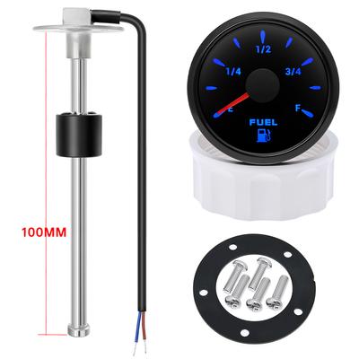 7Color Backlight Fuel Level Tank Oil Level Gauge E-F Pointer Digit Gar Fuel Meter +100MM-500MM Oil Level Sensor for Car Marine