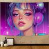 1pc Beautiful Cyberpunk Girl Painting Forest Print Tapestry Wall Hanging Peach Light Beige Tapestry for Living Room Bedroom Dor