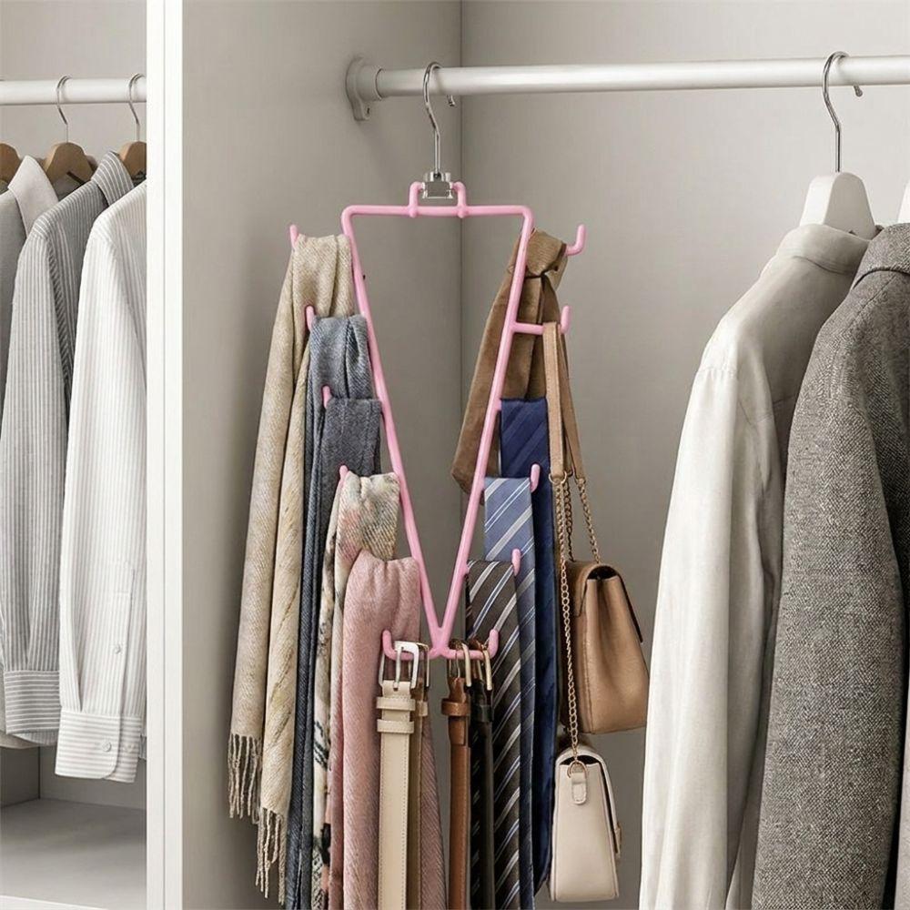 2Pcs Rotatable Double Sided Hanger 12 Hooks Laundry Hanger Metal V Shaped Hanger  Wardrobe