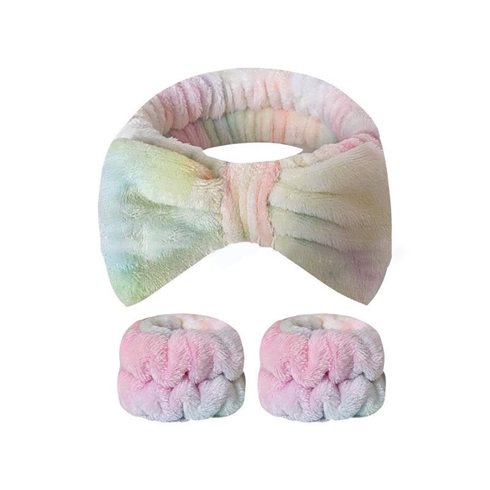 Wash Face Headbands For Women Coral Fleece Hair Bands Cuff Waterproof Bands Absorbent Wristbands Head Band Hair Accessories Set