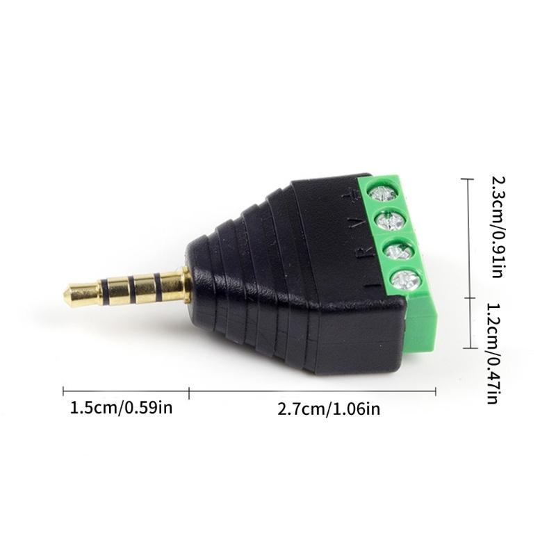 3.5mm Male/Female Terminal Block Connector 3.5mm 4 Pin Stereo Plug Headphone Bolt Screw Solderless Terminal Adapter