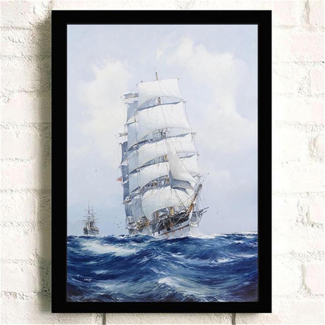 Plavba lodí Retro Nordic Seascape Cestování po moři Ocean Wall Art Obrázky Plakáty Obrazy na plátně do obývacího pokoje Domácí dekorace