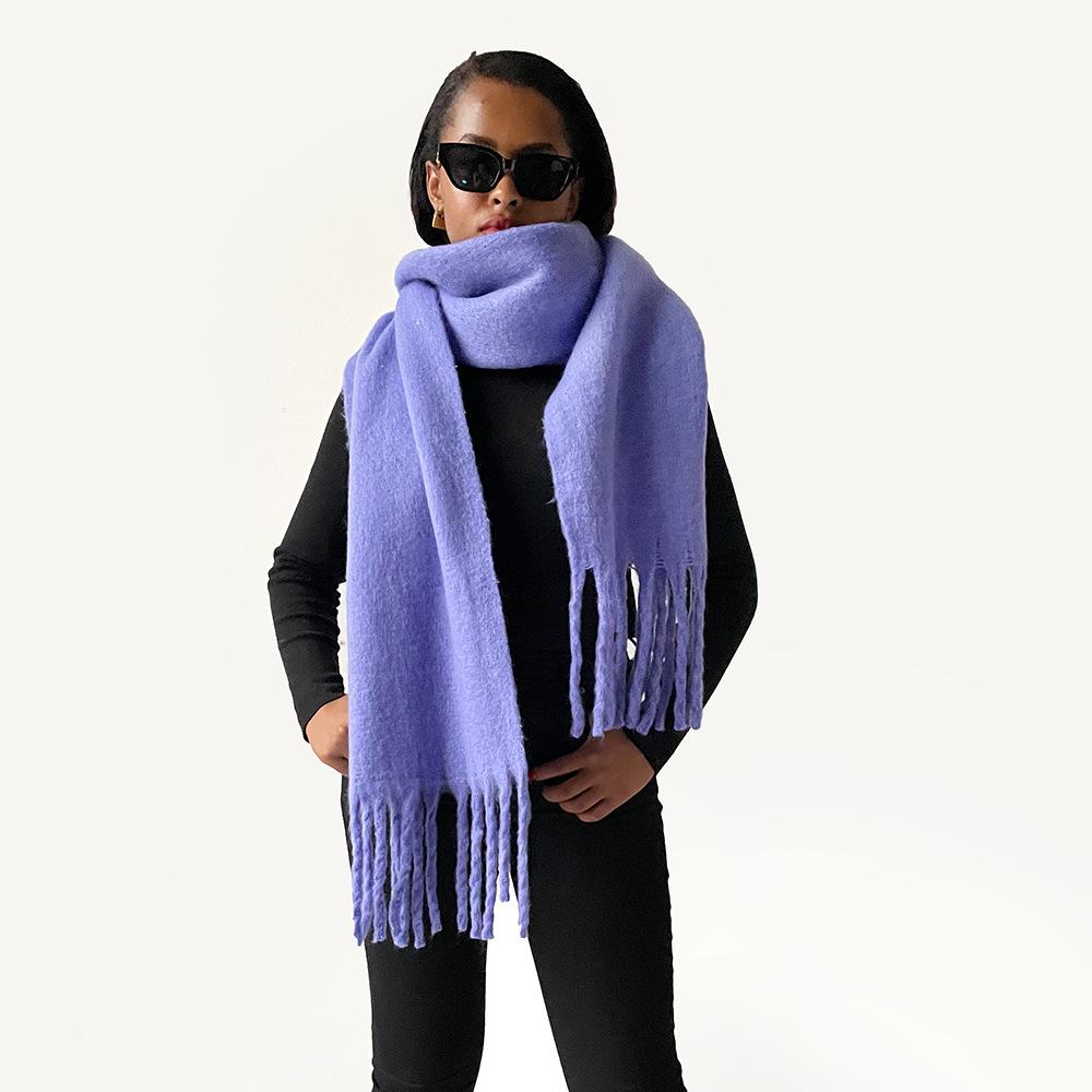 White mohair scarf vacuum packaging autumn and winter solid color warm scarf