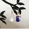 Anime Cartoon Gold Color Sun Crescent Moon Drip Glaze Blue White Kitty Cat Dangle Earrings for Women Cute Animal Jewelry Gifts