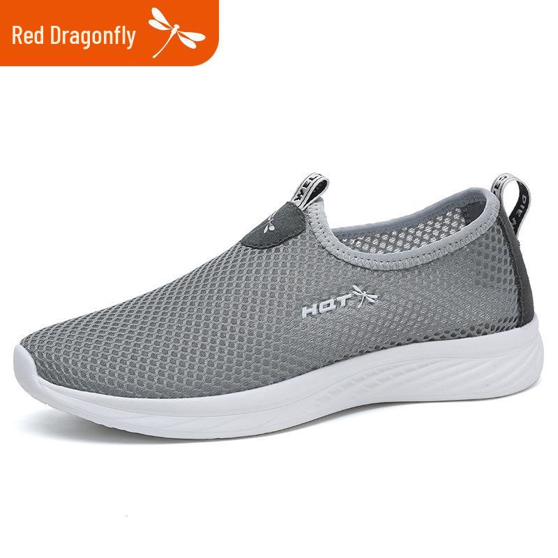 Red Dragonfly Men s Breathable Mesh Slip-on Casual Sports Shoes 44 серый