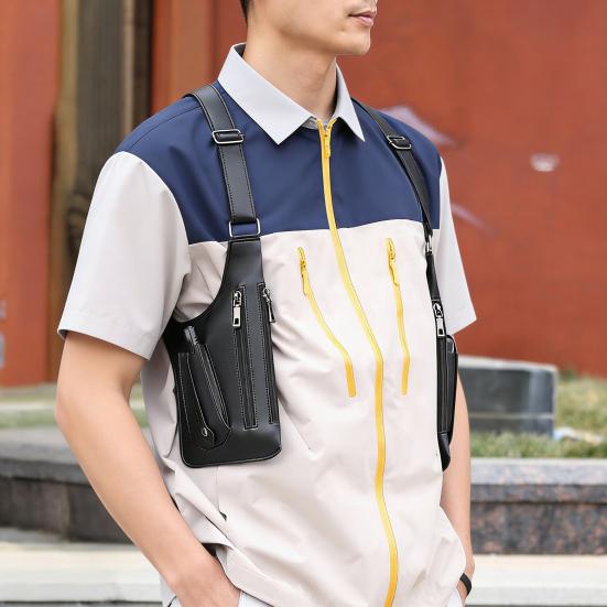 Anti-Theft Shoulder Bag Security Backpack Slim Crossbody Hidden Underarm Chest Pack with Adjustable Straps Compact Travel Organizer