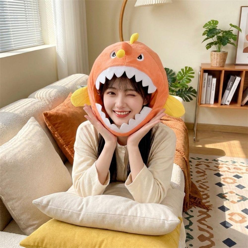 Open Mouth Plush Anglerfish Hat Soft Skin-friendly Fish Cosplay Cap Cute Fish Headwear  Halloween