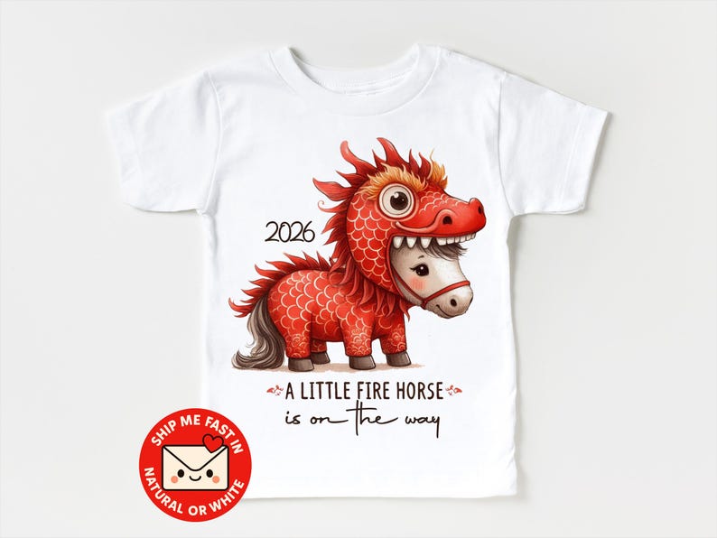 A Little Fire Horse Toddler Tee – Chinese Lunar New Year Kids T-Shirt 160