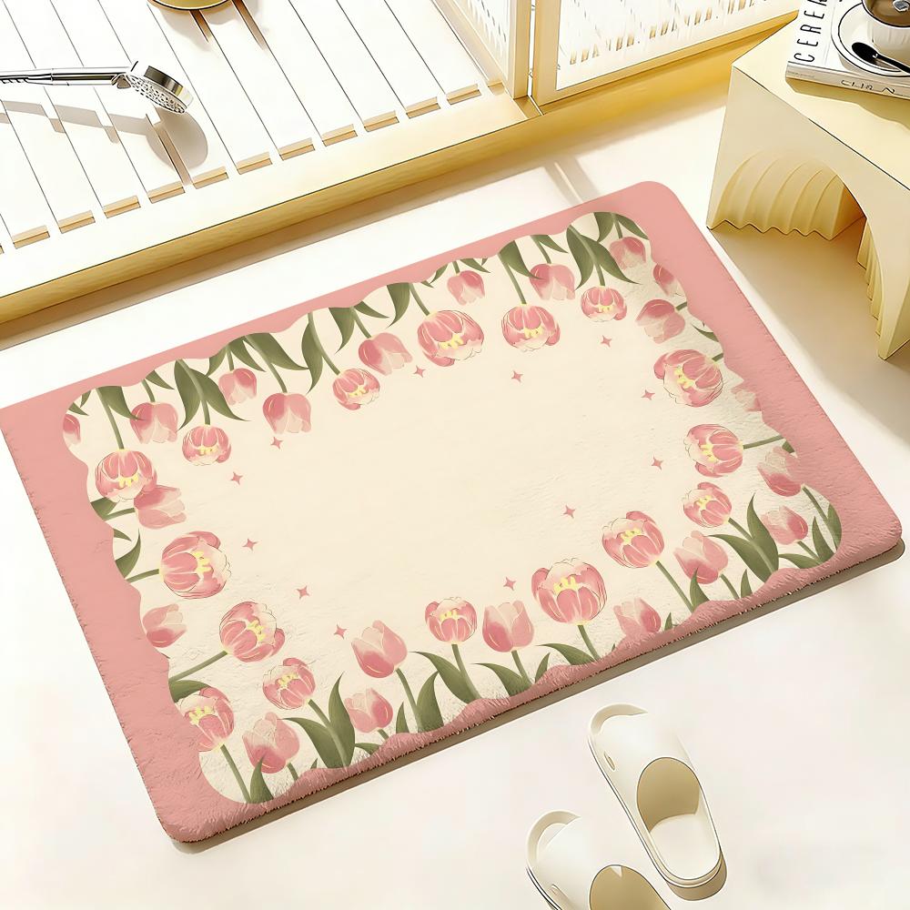 Ins Style Blumen und Tiere Fußmatte Schlafzimmer Wohnzimmer Flanell Fußmatte Rutschfest Heimdeko