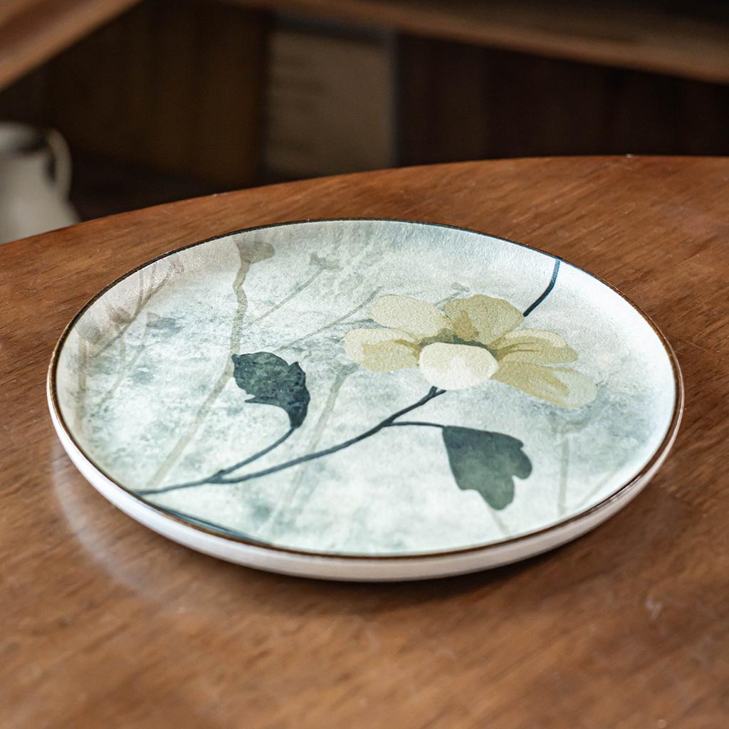 Plate Household High-End Ink Painting Dinner Plate High-Value Vegetable Plate Tableware Plate Round Plate Western Food Plate