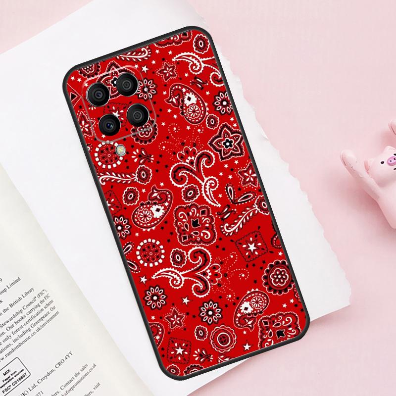 Red Bandana Paisley Case For Samsung Galaxy M13 M53 M16 M36 M56 M06 M52 M32 M12 M54 M34 M14 M35 M55 M15 M11 M31