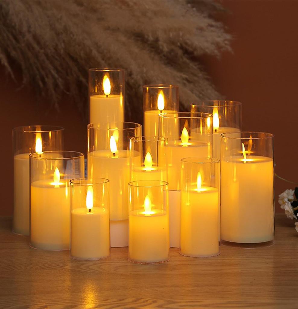 VOOCYE Candle LED Warm Color No Flickering Energy Dedicated Remote Control 3 Piece Party Decoration Light, Candle-shaped Light, Light, Fire, Flame,