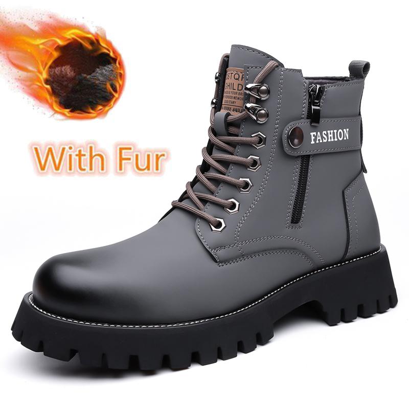 

Модные Высококачественные Классические Кожаные Мужские Зимние Ботинки Модные Ботильоны из Натуральной Кожи на Шнуровке Уличные Мотоботы Обувь для Ходьбы 44