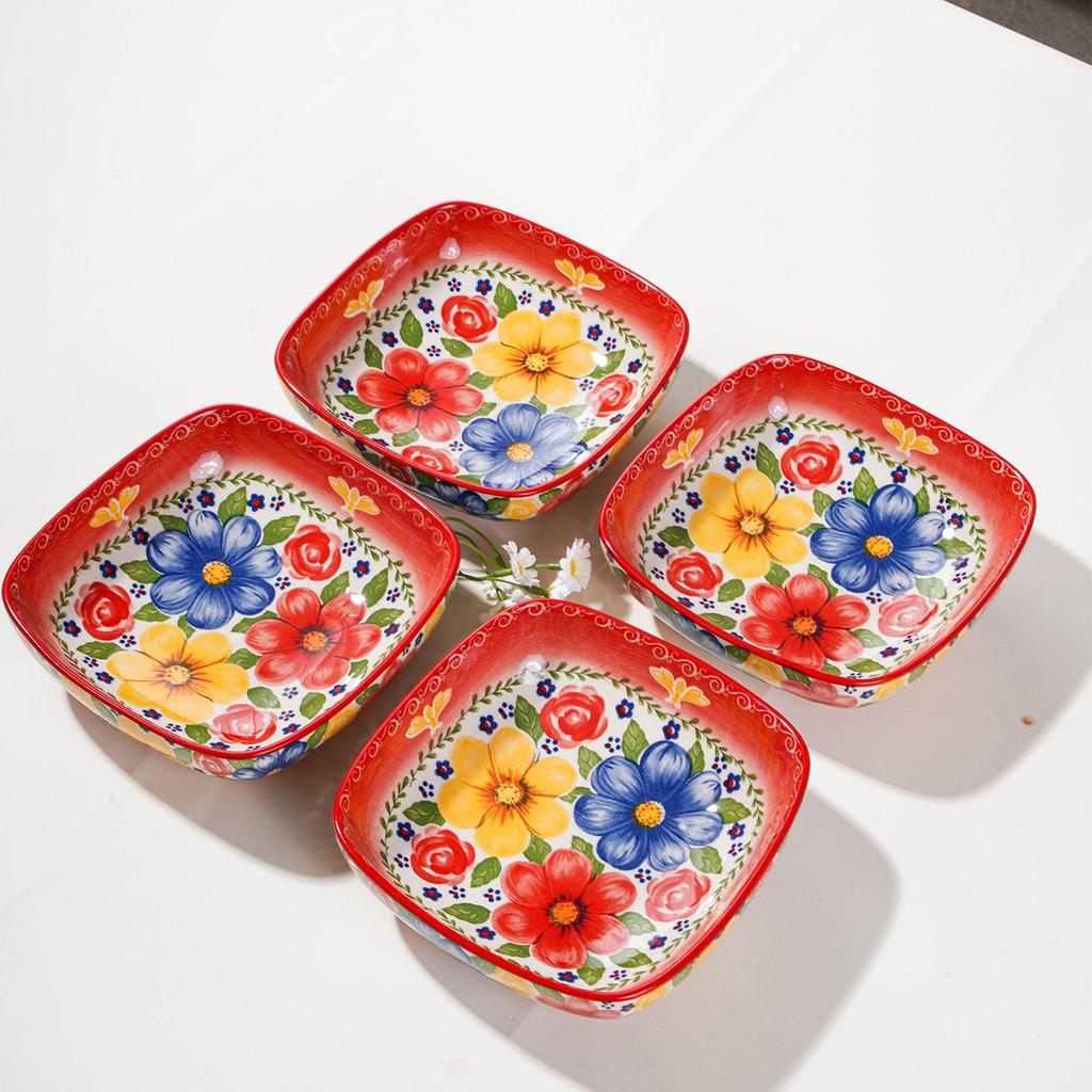 2025 New Style Square Ceramic Breakfast & Fruit Plate - High Gloss Finish