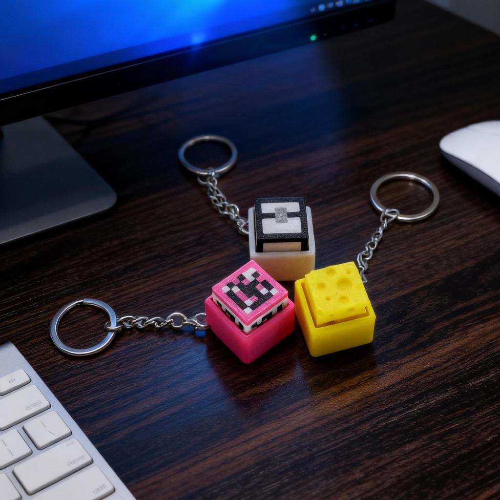 3D Printed Minecraft Keyboard Clicker Stress Relief Keychain