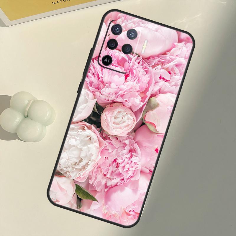 Peonies Beautiful Flower For OPPO Find X3 Lite X5 Pro A5 A9 A31 A53 S A83 A91 A93 A54 A74 A94 A15 A16 A52 A72 Case