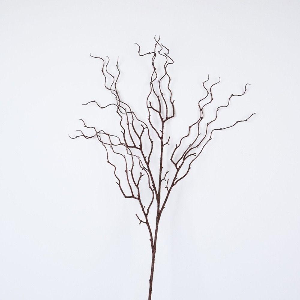 120cm Délka Umělá Vrbová Větev Realistický Design Měkká Textura Umělé Větvičky 4-Vidlicový Kadeřavý Tvar Simulace Větve Stromu