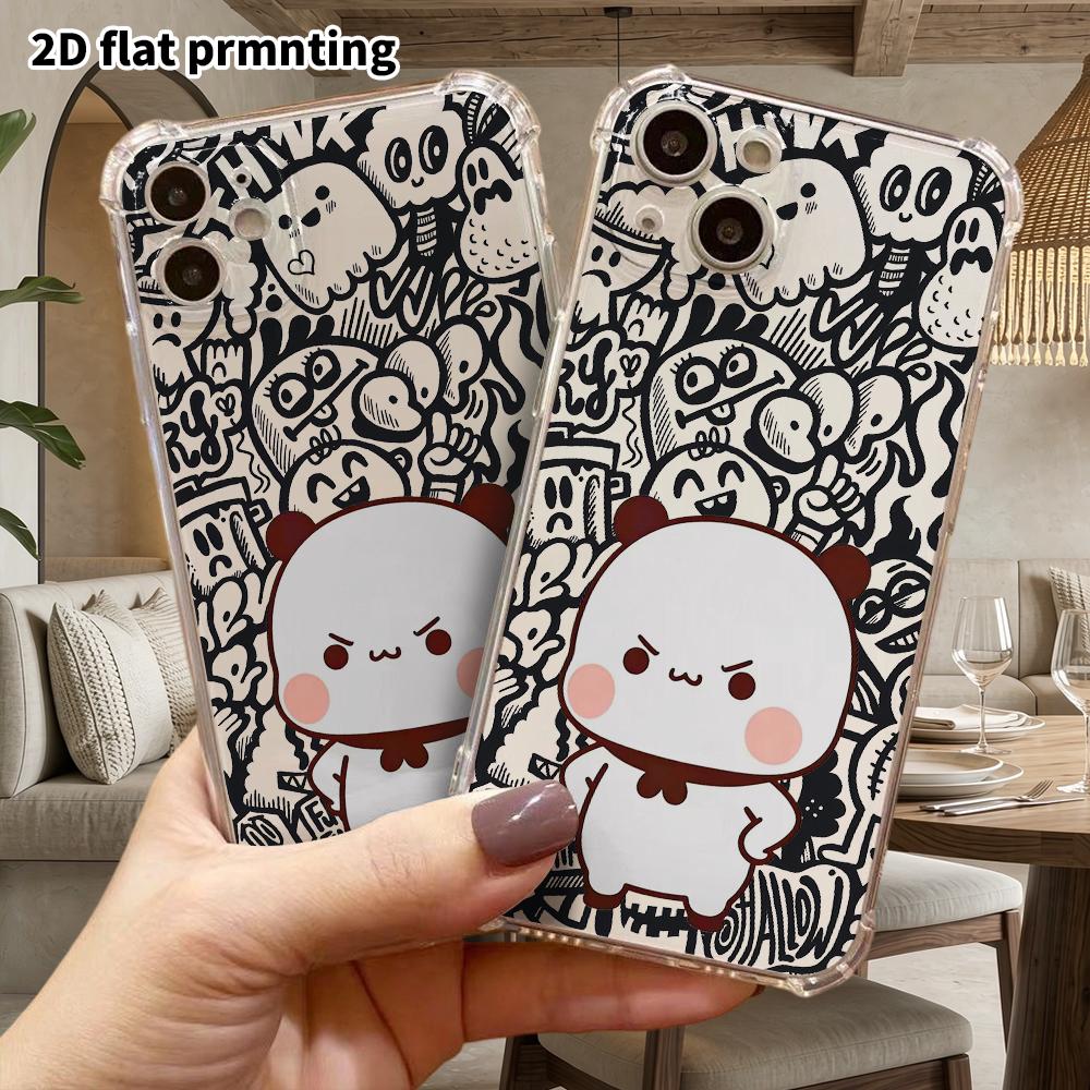Phone Case: 2D Flat Suitable for iPhone 18 17 16 15 14 13 Pro, Transparent with Corner Protection, Cute Angry Face, Christmas and Halloween Gift