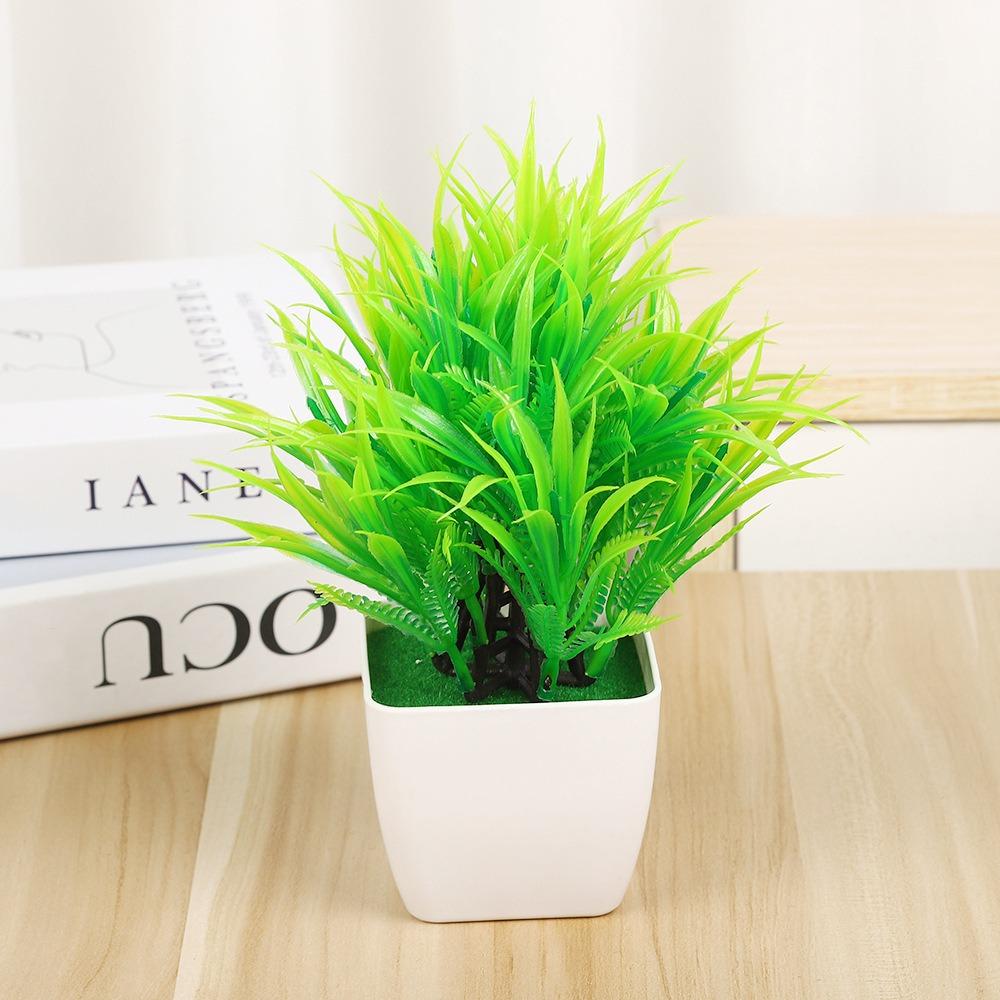 Plastic Artificial Plants Potted 8 Styles Home Garden Decor Grass Plants Pot Ornament Green Bonsai Small Tree